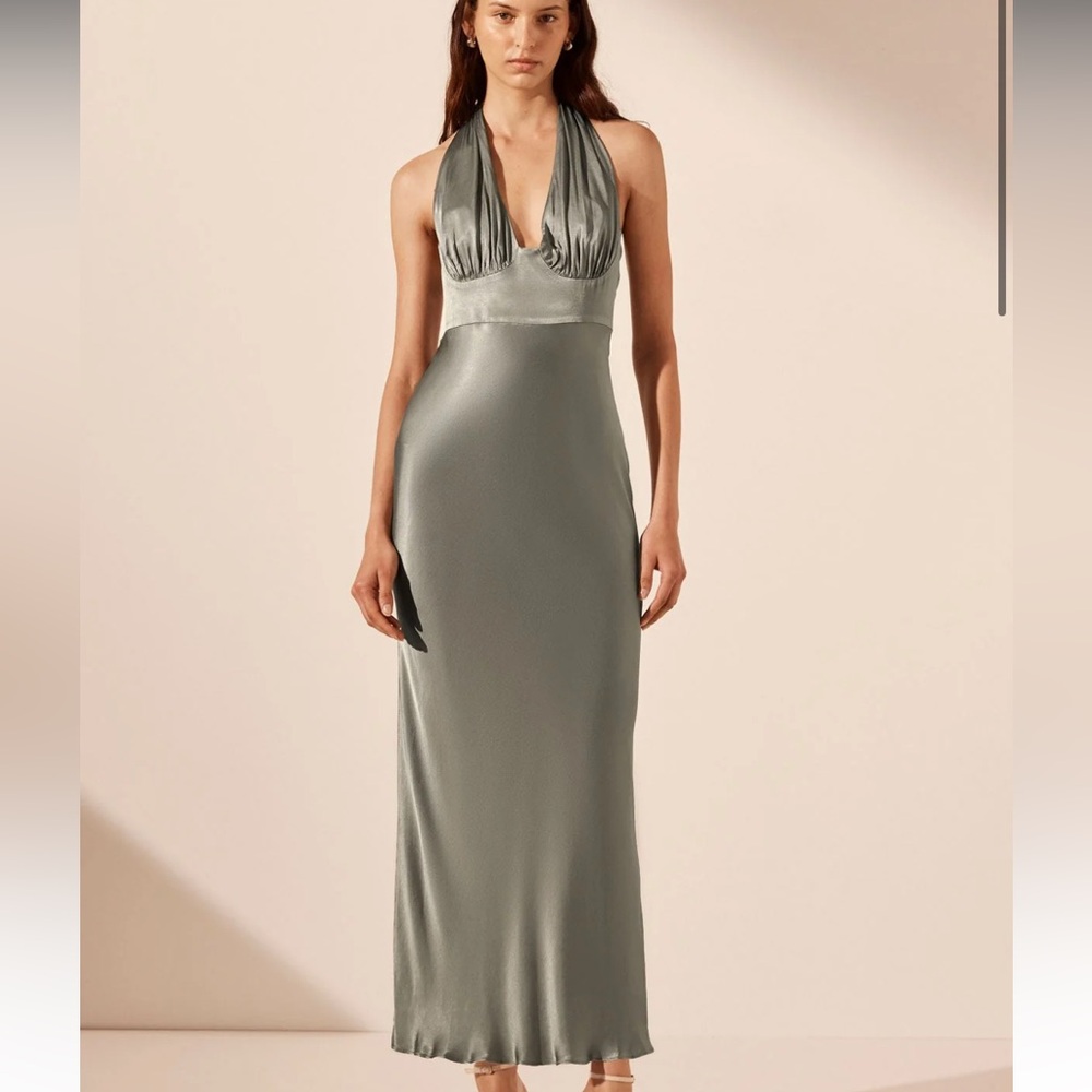 Shona joy plunge halter dress sage